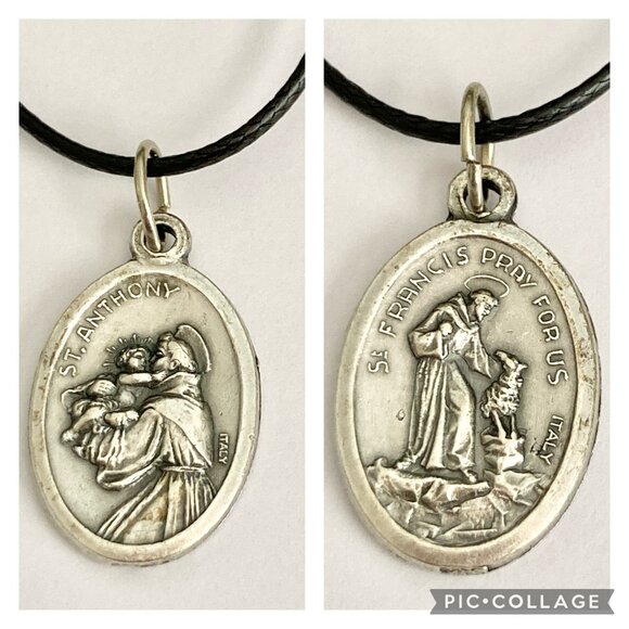 Vintage Saint St. Francis Medal Necklace Italy 18" Patron Saint Of Animals Dogs - Picture 13 of 13